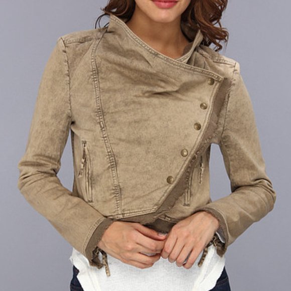Free People Collapsing Twill Raw Edge Jacket - Picture 1 of 8